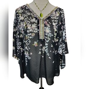 Gorgeous & Versatile Valerie Stevens Plus Semi Sheer Kimonos Blouse Size 1X